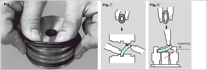 Sakagami U-packing installation diagram for piston and rod grooves